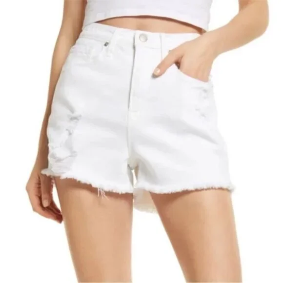 Good American Good '90s Denim Cutoff Shorts White sz 6/28 - Picture 1 of 6